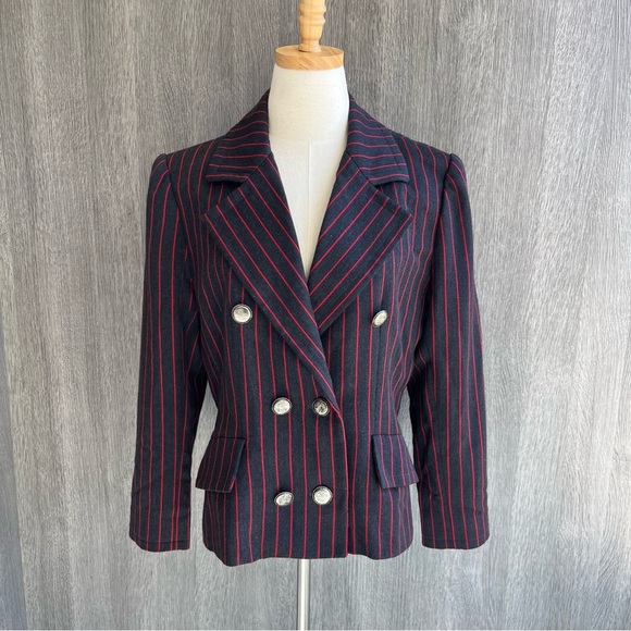 Vintage Givenchy Nouvelle Boutique I. Magnin Striped Double-Breasted Jacket - Picture 1 of 6